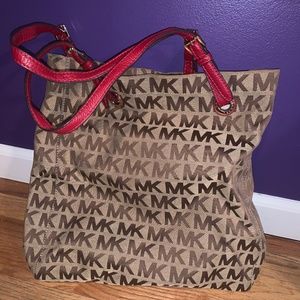 Michael Kors Red Handle Tote Bag
